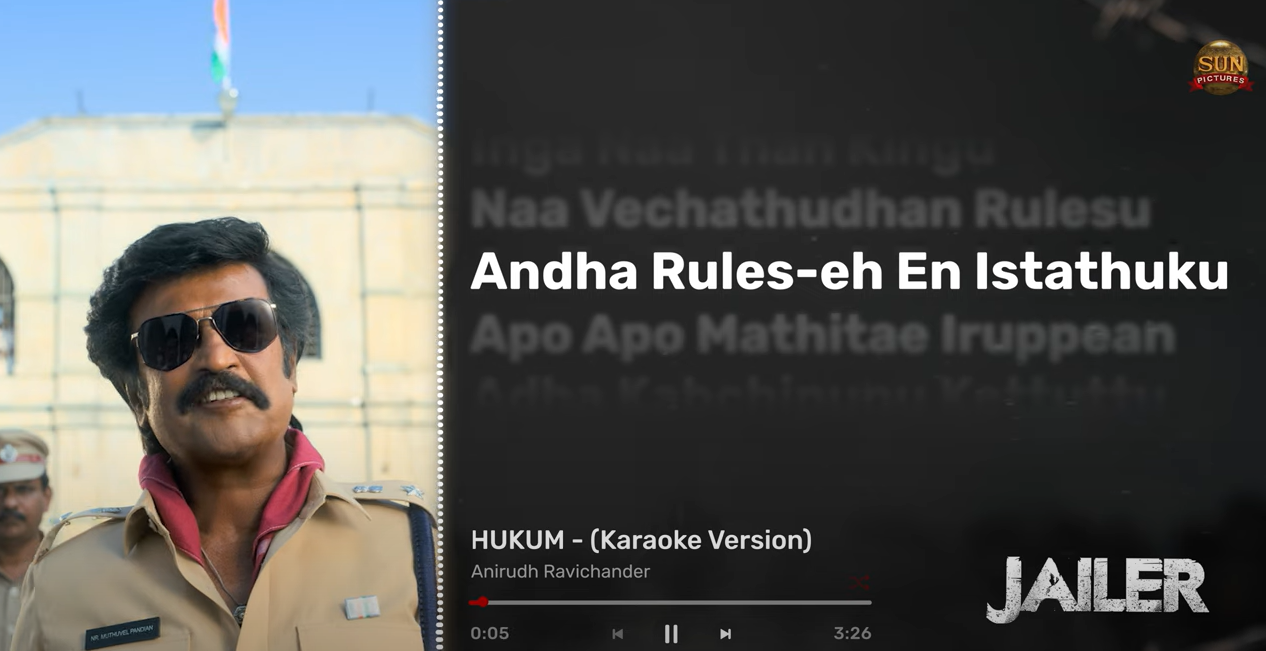 ஹே இங்க நான் தான் கிங்கு….Hukum karaoke with lyrics…