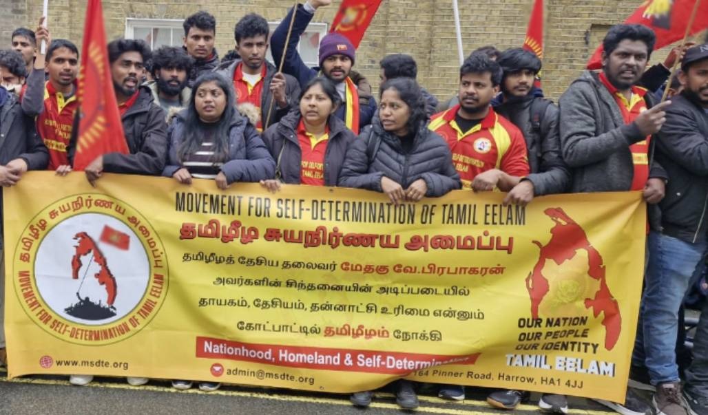 தையிட்டியில் பௌத்த விகாரை – உடனடியாக அகற்ற வேண்டுமென லண்டனில் கவனயீர்ப்பு போராட்டம்