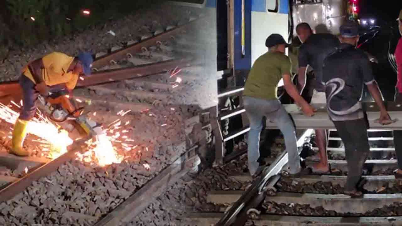 தடம் புரண்ட காலி குமாரி – புணரமைப்பு பணிகள் தீவிரம் தடம் புரண்ட காலி குமாரி – புணரமைப்பு பணிகள் தீவிரம்