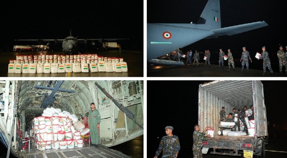 நிவாரணப் பொருட்களுடன் நாட்டை வந்தடைந்த இந்திய விமானம்