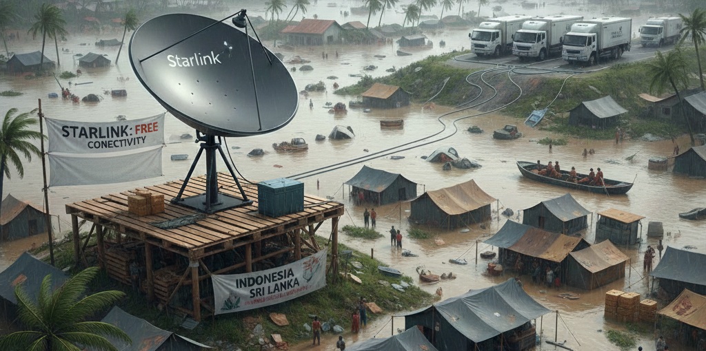 புயலால் பாதிக்கப்பட்ட இலங்கை மற்றும் இந்தோனேசியாவுக்கு, ஸ்டார்லிங்க் இலவச இணைப்பு