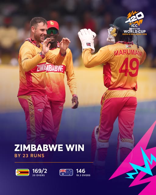 23 ஓட்டங்களால் அவுஸ்திரேலியாவை வீழ்த்தி சிம்பாப்வே அபார வெற்றி