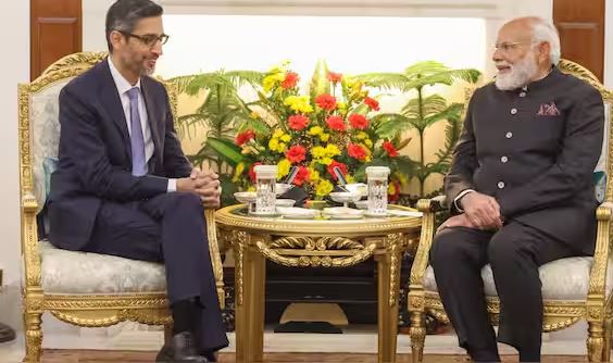 கூகிள் தலைமை நிர்வாக அதிகாரி சுந்தர் பிச்சை பிரதமர் மோடியுடன் சந்திப்பு